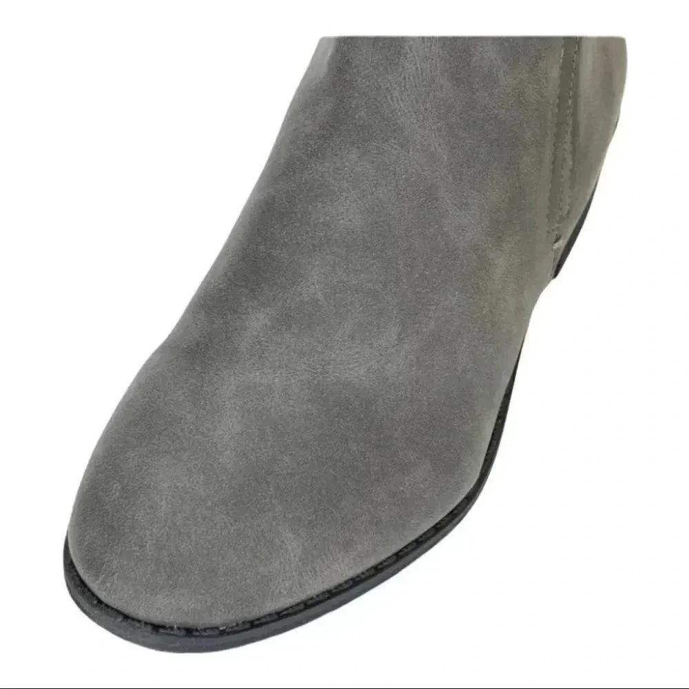 Sun + Stone Cadee Grey Faux Leather Womens Booties